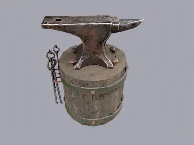 Anvil and tools Low-poly 3D model
