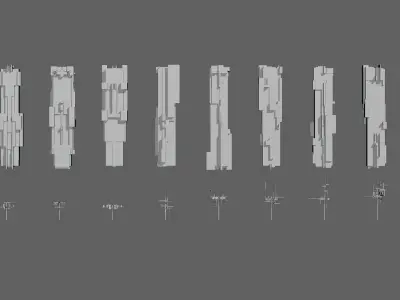 Pack Collection 30 Futuristic Sci-Fi Skyscrapers and 10 Antennas 3D model