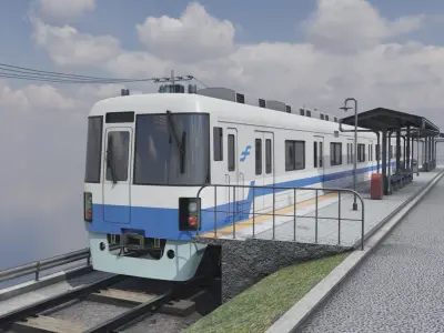  japan train fukuoka subway 1000 Low-poly 3D model