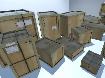 Dusty Wooden Cargo Crates Low-poly 3D model