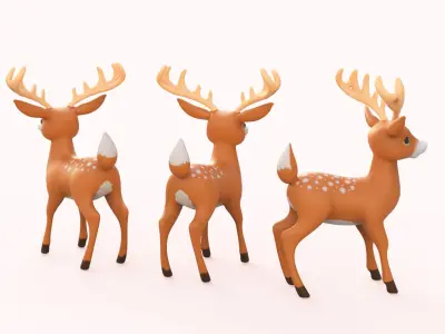 Cartoon Reindeer Cute Low-poly 3D model