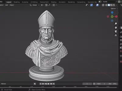 Medieval Roman Bishop Chess Piece 3D print model
