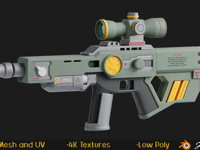 12 Gun And Weapon 3D Models Low-poly 3D model