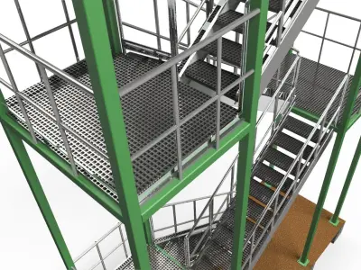 Steel Platform and exit stairs 3D model