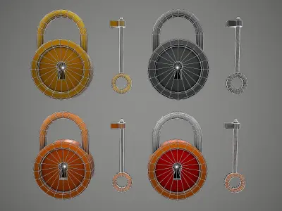  PADLOCK 3 CARTOON STYLIZED Low-poly 3D model