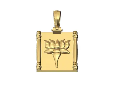 Lotus flower relief and columns pendant charm 3D print model