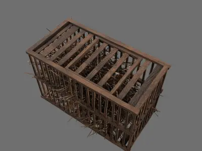 Medieval Wood Cage 3D model