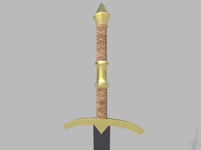 Realistic Medieval Long Sword Low-poly 3D model