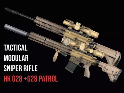 Tactical Modular Sniper Rifle HK G28 and G28 patrol 3D Model Pack