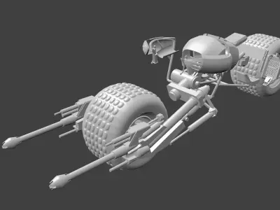 BATPOD motorcycle with gun Low-poly 3D model