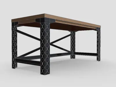 Industrial-Style Desk Low-poly 3D model