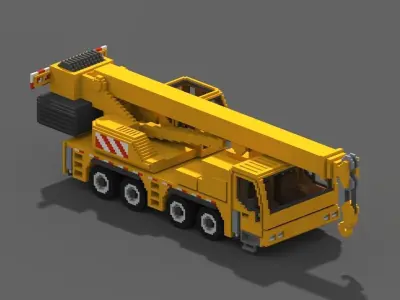 Voxel Crane Truck Low-poly 3D model