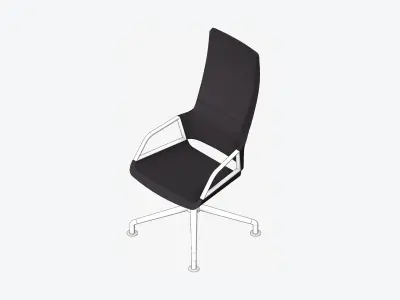Chair - Conference - Worksmart - Large Glides - High Back Low-poly 3D model