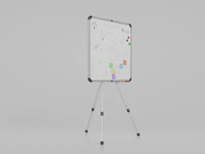 Customizable Metal Whiteboard with Stand - Square Writing Board Low-poly 3D model