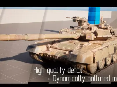 T90 MBT V082 Vehicle Blueprint Early Low-poly 3D model