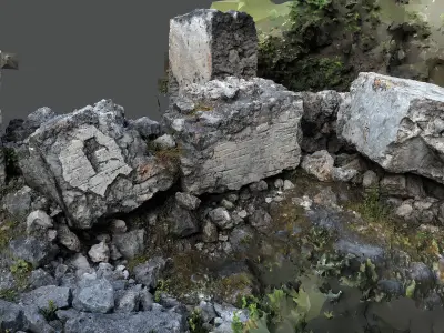 Abandoned House Ruined Part Scan - Fallen Wall Parts 3D model