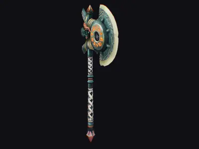 Axe Twohanded Mace Weapon Cutting Fantasy Melee Hatchet Low-poly 3D model