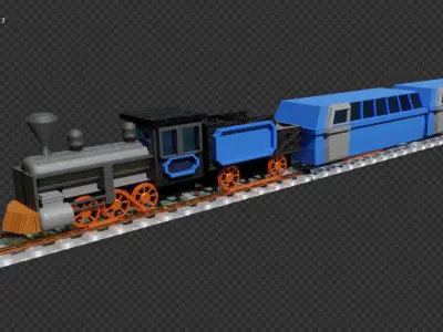 train game ready lego on tracks 3D model