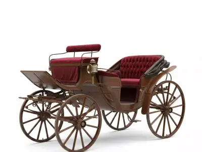 Elegant Victorian Horse-Drawn Carriage Low-poly 3D model