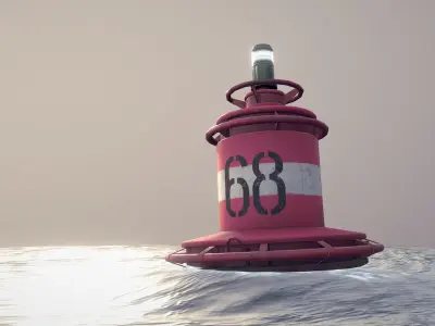 Buoy River RB-4-02 Right Turn Mark Low-poly 3D model