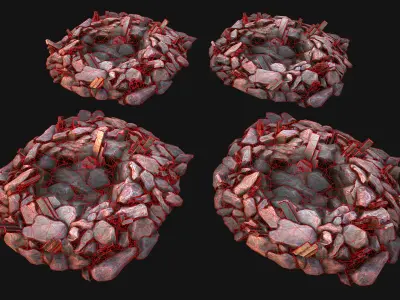 Silver Ore Metal Deposits for Mine Low-poly 3D model