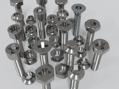 Bolt and nuts  3d model 3D model