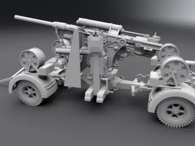 Flak 88 WWII Artillery Scale model 3D print model