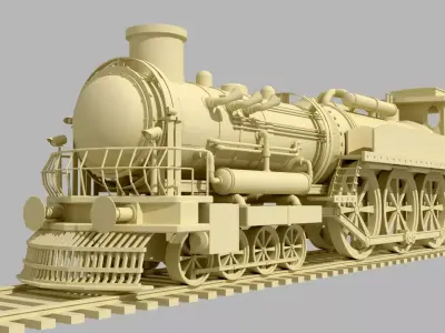 Simple Steam Locomotive Train-Untexture 3D model