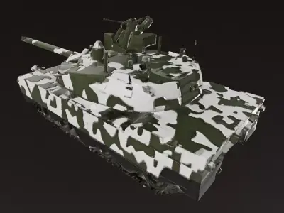 Green Camo Battle Tank 3D Model Low-poly 3D model