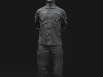 Soldier with hands behind 3D print model