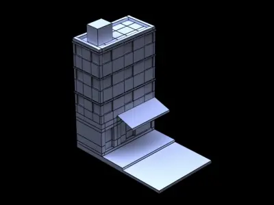 single building and with shopping Free low-poly 3D model