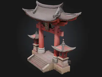 Torii Gate Illustration  A Symbol of Passage and Peace 3D model
