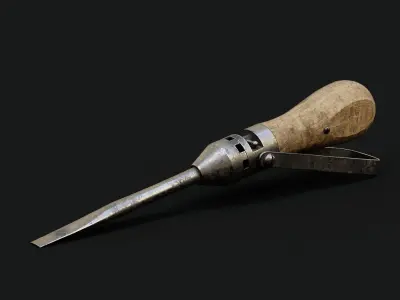Vintage German Ratchet Screwdriver Low-poly 3D model