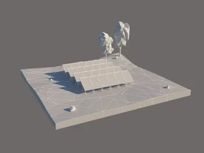 Low poly solar panels 3D model