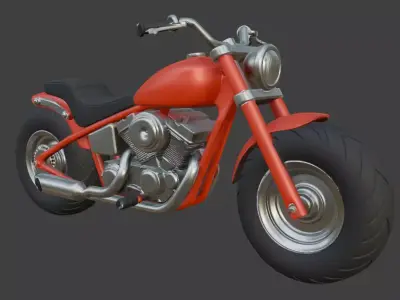 Cartoon Red Chopper Motorcycle 3D Model 3D model 3