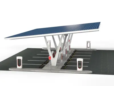 Electric Vehicle Charging Point with EV Station 01 3D model