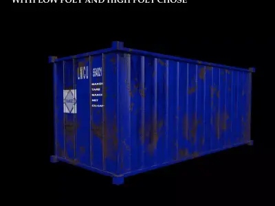 Container-blue PBR shipping container Low-poly 3D model