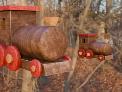 Wooden Toy Trains 3D model