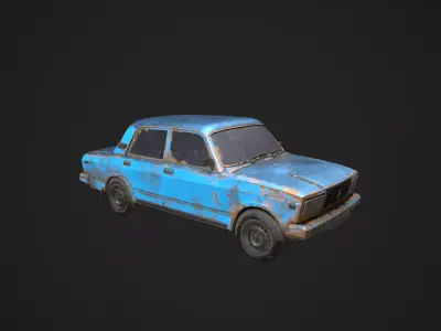 Abandoned Rusty Vehicles Pack 5 In 1 Low-poly 3D model