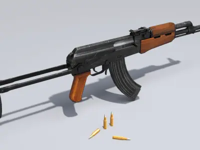 AKM assault rifle - 3D AK 47 Low-poly model Low-poly 3D model