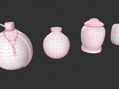 Clay Jars Low-poly 3D model