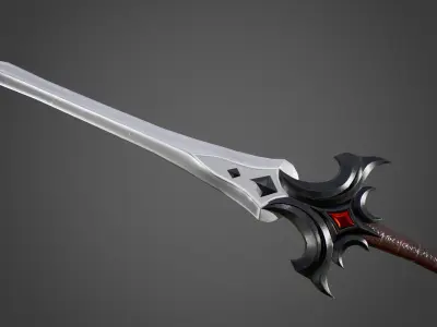 Fantasy dark sword Low-poly 3D model