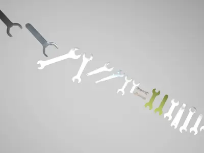 Mini Flat Wrenches Set 3D model