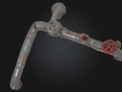 Rusty Industrial Pipe System Aged Utility Network 3D model