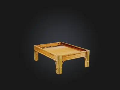 Bamboo tray table Low-poly 3D model