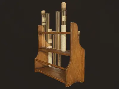 Test Tube Rack - PBR Game Ready Low-poly 3D model