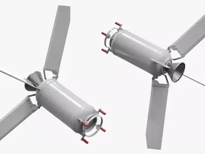 Missile Engine Section with Stabilizer Fins 3D model