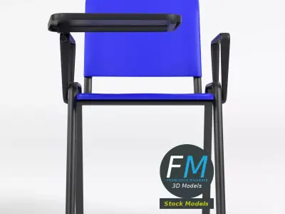 Tablet arm chair with metal frame 3D model