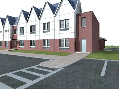 Villa building with parking lot 3D model