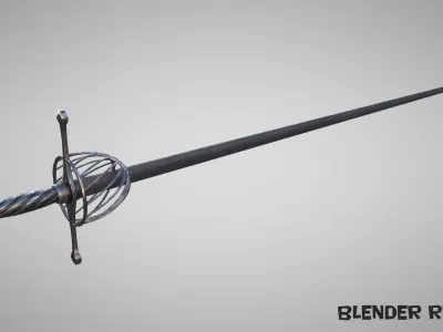 Rapier PBR GameReady sword Low-poly 3D model